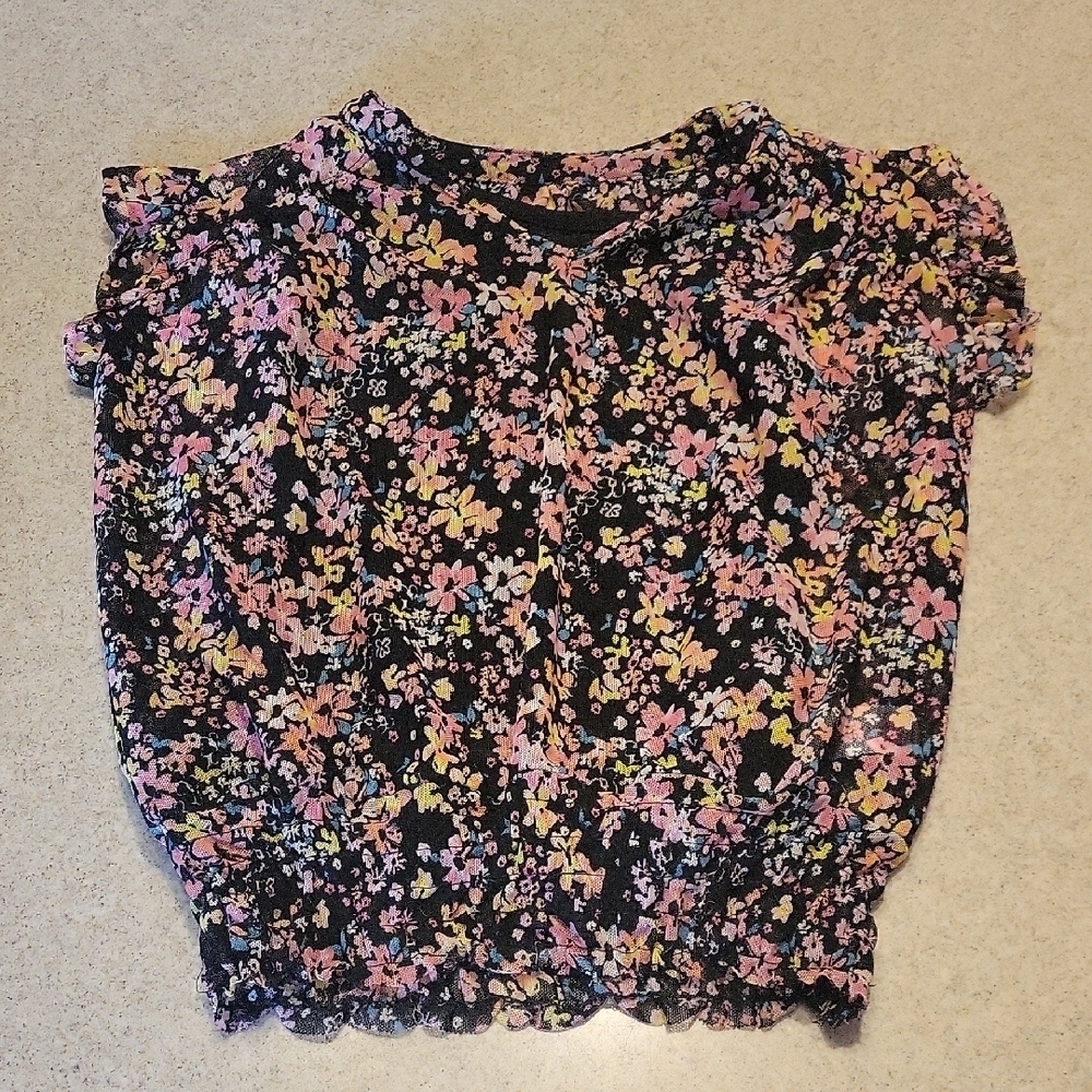 Justice Floral Kids Tank Top with Floral Blouse Size XS 5/6